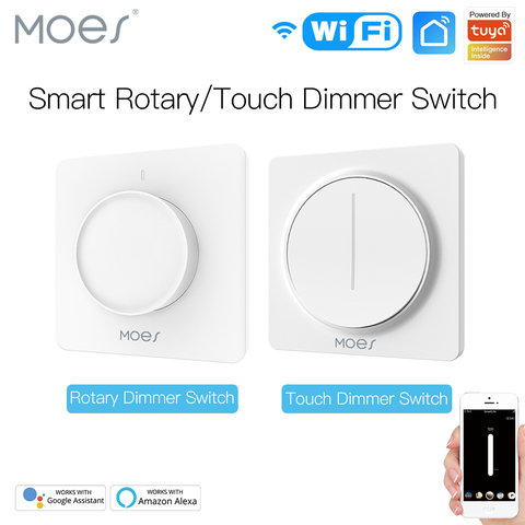 Nuevo WiFi inteligente rotativa/luz Dimmer interruptor regulador de vida inteligente/Tuya aplicación remota funciona el Control con Alexa de Google de los asistentes de voz de la UE ► Foto 1/6