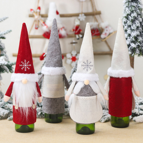 Fundas para botellas de vino de Papá Noel, regalos, Soportes de bolsas, decoración de mesa para cena, regalo de Año Nuevo, decoración de Navidad, 2022 ► Foto 1/6