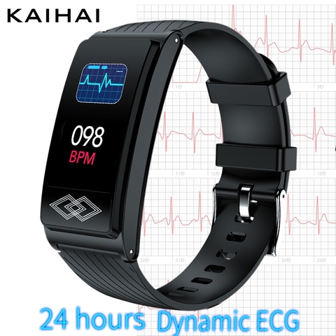 Pulsera inteligente con monitor de ritmo cardíaco y oxígeno en la sangre, reloj de pulsera con ECG HRV SpO2 dinámico de 24 horas para Fitness y sueño ► Foto 1/6