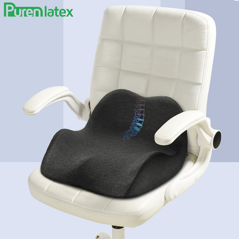 Purenlatex-cojín de espuma viscoelástica, Protector ortopédico para silla de coxis, alivio del dolor de ciática, almohadilla ergonómica para glúteos ► Foto 1/6