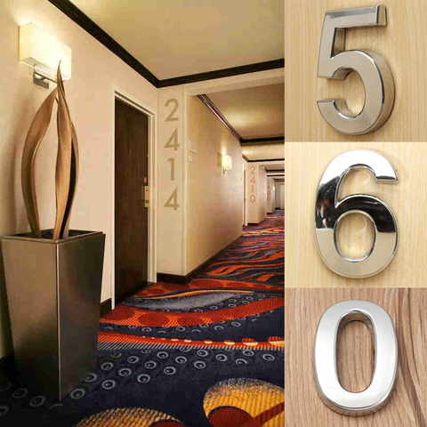 3D dígitos 0-9 signo de número de la casa adhesivo Dirección de placa de calcomanía número Placa de puerta para casa Hotel Decoración ► Foto 1/6