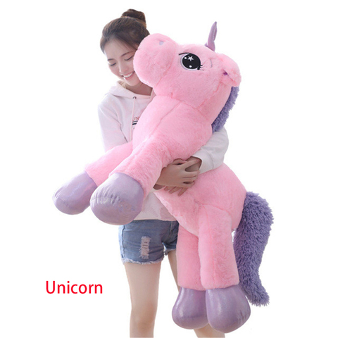 Gigante 80/60cm Peluche de unicornio de juguete de felpa suave Peluche de populares dibujos animados muñecas unicornios Animal caballo de juguete alta calidad juguetes para niños niñas ► Foto 1/6