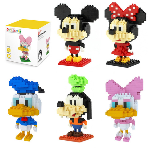 Mini de plástico bloques de mickey Minnie Pato donald de dibujos animados diy modelo micro construcción de bloques de ladrillos de figuras de acción juguetes para los niños ► Foto 1/6