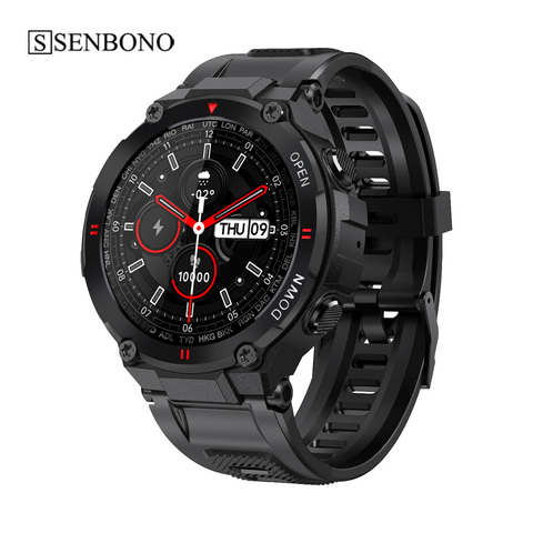 SENBONO-reloj inteligente deportivo para hombre y mujer, con Bluetooth, llamadas, rastreador de Fitness, control del ritmo cardíaco, resistente al agua, para IOS y Android ► Foto 1/6