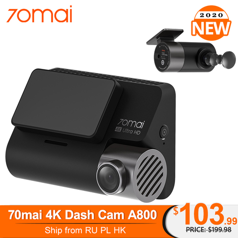 Cámara de salpicadero 70mai Original 4K A800 con GPS incorporado, SONY IMX415 140FOV ADAS, compatible con vigilancia de estacionamiento 24H a través de 70mai Hardwire Kit ► Foto 1/6