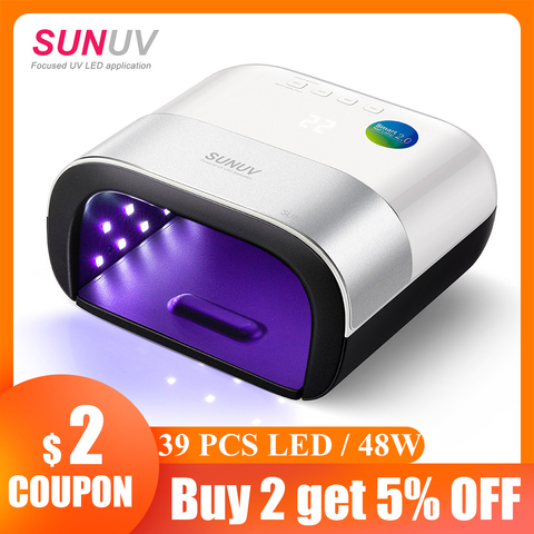 SUNUV SUN3 secador de uñas inteligente 2,0 48 W UV lámpara LED clavo con memoria temporizador inteligente pantalla Digital Invisible temporizador uñas máquina de secado ► Foto 1/6