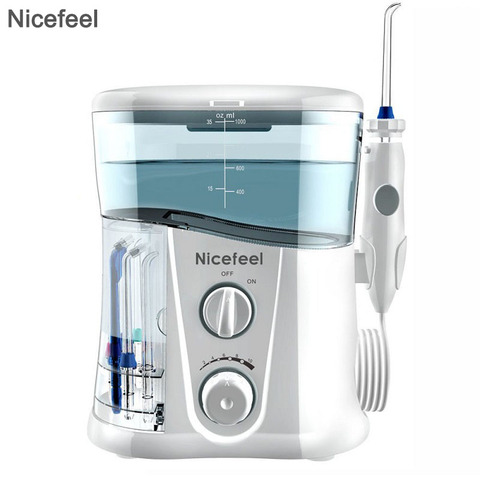 Nicefeel-irrigador Dental eléctrico, limpiador Dental eléctrico de 1000ml con presión ajustable y chorro de 7 Uds. ► Foto 1/6