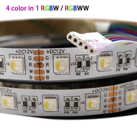 5 m/lote 24V DC 12V RGBW/RGBWW color a 4 en 1 led de chip 60 Leds/m 300 LED impermeable IP30/65/IP67 SMD 5050 Luz de tira llevada flexible ► Foto 1/5