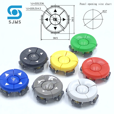 Juego de interruptores de combinación de dirección de 5 vías, casquillo B3F-4055 A14, 12x12x7,3, Micro tactil, Tact, schalter, 5 uds./1 ► Foto 1/6