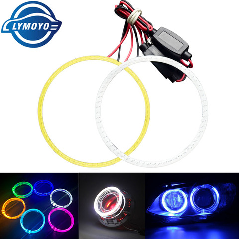 Anillo Led tipo Ojos de Ángel para coche, luz de circulación diurna tipo Ojo de Ángel de 12V, 60/70/80/90/100/110/120MM, COB, Halo, E46, E60, 2 unidades ► Foto 1/6