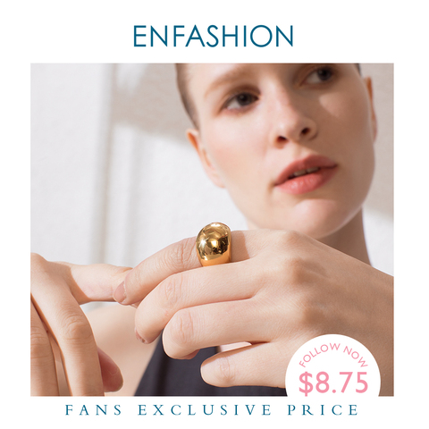 ENFASHION-anillo Punk de acero inoxidable para mujer, sortija en blanco, Color dorado, sencillo, minimalista, joyería, regalos, R194022 ► Foto 1/6