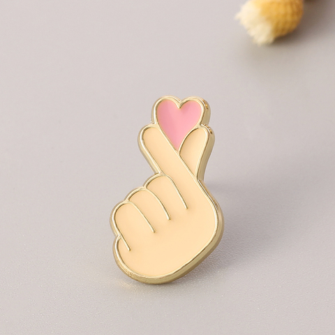 Lindo de la mano de la moda corazón gesto broche pin esmalte de lenguaje de señas Pines de solapa insignias de metal, regalos para los hombres y las mujeres broches para grupo de amigos ► Foto 1/6