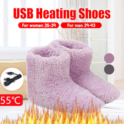 Sandalias gruesas calentadas por USB, calentador de calor para el cuidado de los pies, almohadillas calentadoras para invierno, calentador de calor de 5v ► Foto 1/6