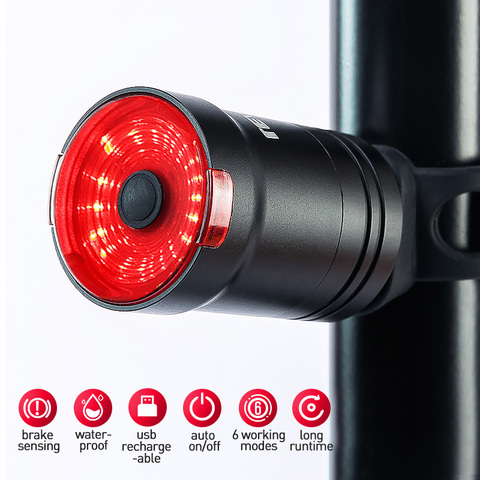 LEADBIKE-luz trasera inteligente para bicicleta, con detección de freno y encendido/apagado automático, IPX6, recargable vía USB ► Foto 1/6