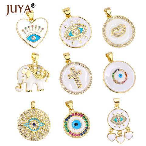 JUYA-Colgante esmaltado con encanto para la fabricación de joyas, colgantes de Cruz lujosos, colgante de ojo malvado, suministros colgantes para joyería ► Foto 1/6