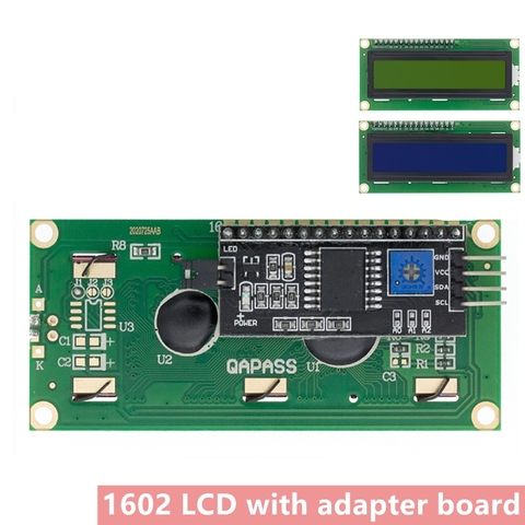 Módulo LCD LCD1602 1602, pantalla LCD de 16x2 caracteres, azul/amarillo, verde, PCF8574T, PCF8574, IIC I2C, interfaz 5V para arduino ► Foto 1/6