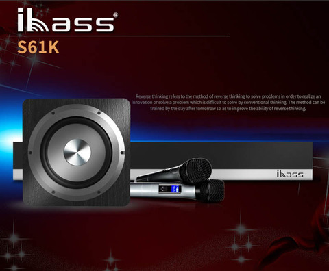 Micrófono de barra de sonido IBASS 61K con Bluetooth, sonido envolvente, cine en casa, 6 unidades, altavoz integrado Bluetooth, barra de sonido y micrófono ► Foto 1/6