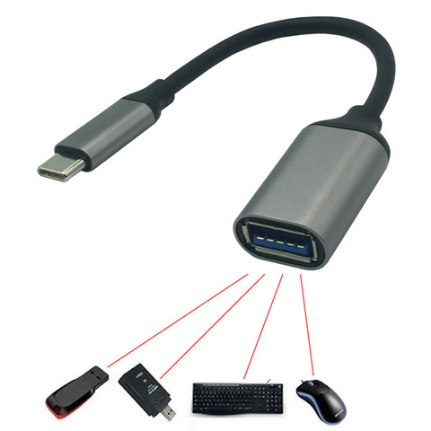 Cable de datos OTG tipo C OTG adaptador USB3.1 tipo C a USB 3,0 hembra transmisión de alta velocidad carcasa de aluminio trenzado tipo C OTG ► Foto 1/1