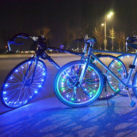 20 luces LED con válvula de neumático de bicicleta, accesorios para bicicleta, Color azul, verde, rosa y amarillo ► Foto 1/6