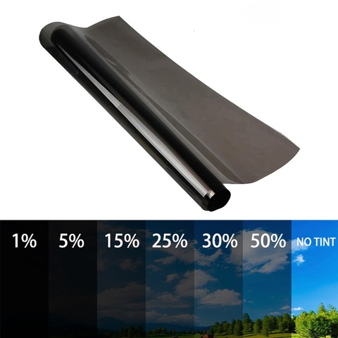 Película tintada de ventana de coche, Rollo Universal de 50cm x 600cm, negra, pegatina teñida de cristal para ventana de casa y coche, protección Solar UV, curatina ► Foto 1/6