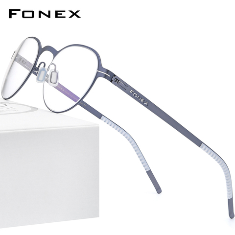 FONEX gafas con montura de aleación de las mujeres 2022 nuevo ópticas redondas miopía gafas de prescripción para los hombres coreano sin tornillos gafas 994 ► Foto 1/6