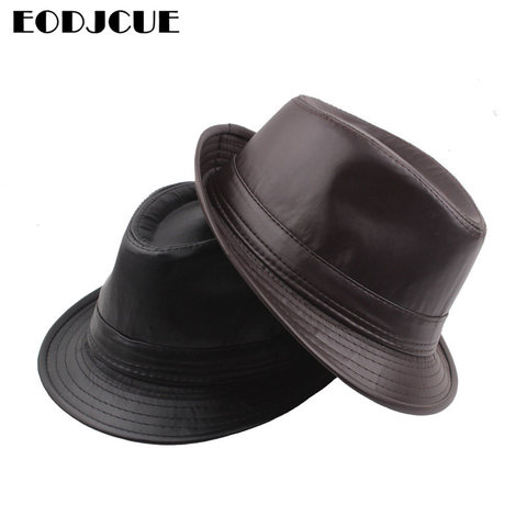 Fedora Jazz de estilo inglés para hombre, sombrero Vintage de cuero PU, sombrero de invierno, Sombrero panamá, sombrero con lazo, versión clásica, 2022 ► Foto 1/6