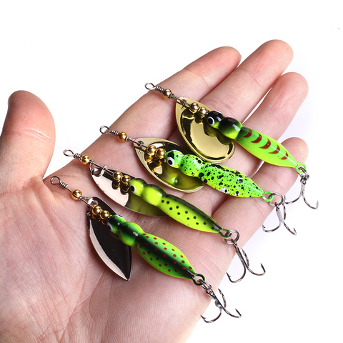 1 piezas 15g 7 cm insectos de señuelo de pesca cuchara bajo Artificial Spinner BaitMetal Pike ganchos de pesca se hunde señuelos ► Foto 1/6