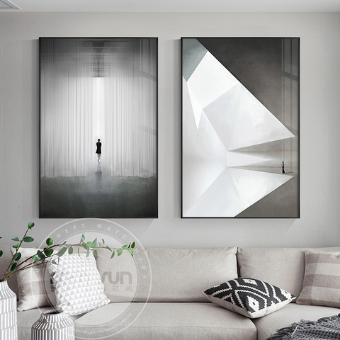 Pintura en lienzo de pared moderna para sala de estar, imagen artística con impresión en blanco y negro para decoración artística de vestíbulo ► Foto 1/6