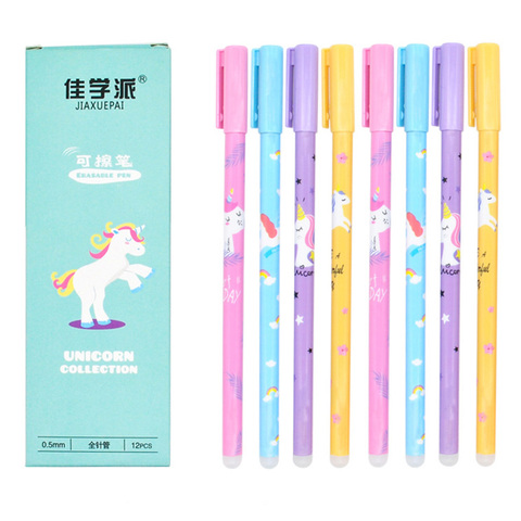 4 unids/set unicornio pluma borrable 0,5mm Kawaii tinta azul y negra escritura bolígrafos lavable manija para la escuela suministros de papelería de oficina ► Foto 1/6