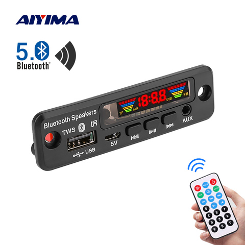 AIYIMA-decodificador de MP3 con Bluetooth 5,0, 5V, pantalla de espectro LED, APE, decodificación sin pérdidas, TWS, compatibilidad con FM, USB, AUX, EQ, accesorios para coche ► Foto 1/6