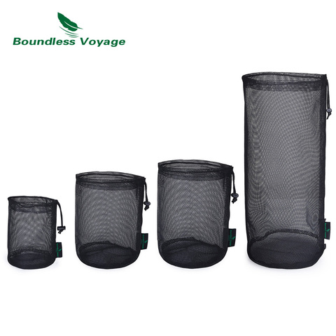 Bolsa de almacenamiento de malla Boundless Journey, bolsa con cordón de nailon duradero para cubiertos, botellas, ollas, hervidor, herramientas para exteriores ► Foto 1/6