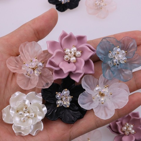 Parches de costura floral de pétalos de cristal, Perla Rosa acrílica, para confección de ropa, manualidades diy ► Foto 1/6