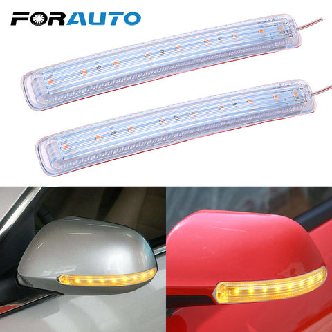 FORAUTO 2 uds. Fuente de luz LED ámbar para coche amarillo suave 9 SMD FPC Luz de señal de giro cc 12V Auto espejo retrovisor indicador lámpara ► Foto 1/6