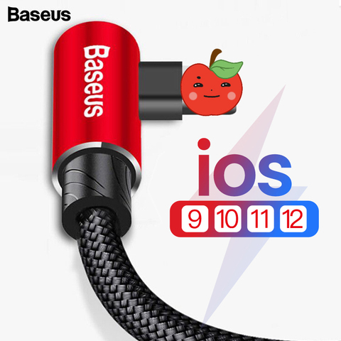 Baseus-Cable USB de carga rápida para móvil, Cable de datos de 90 grados para iPhone 11 Pro Max, XS Max XR 8 7 6s 5 iPad ► Foto 1/6