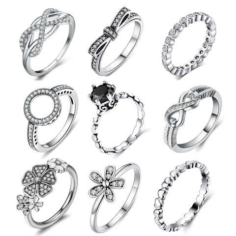 HOMOD 2022 Venta caliente de Color plata 22 estilos apilable parte el anillo de dedo para las mujeres de la marca Original anillo de compromiso joyería regalos ► Foto 1/6