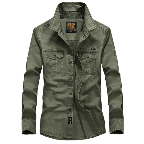 Marca AFS jeep militar ejército Camisa hombres 2022 primavera otoño 100% de algodón de manga larga para hombres camisas de talla grande S-4XL Camisa Masculina ► Foto 1/6