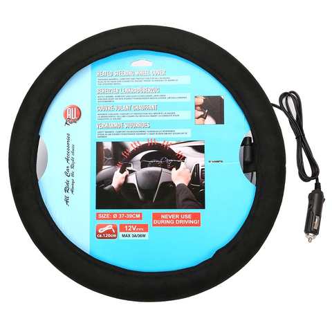 Cubierta de volante para calentador de coche de 12V, cubierta de volante universal de 38cm, cálida y cómoda, para invierno ► Foto 1/6