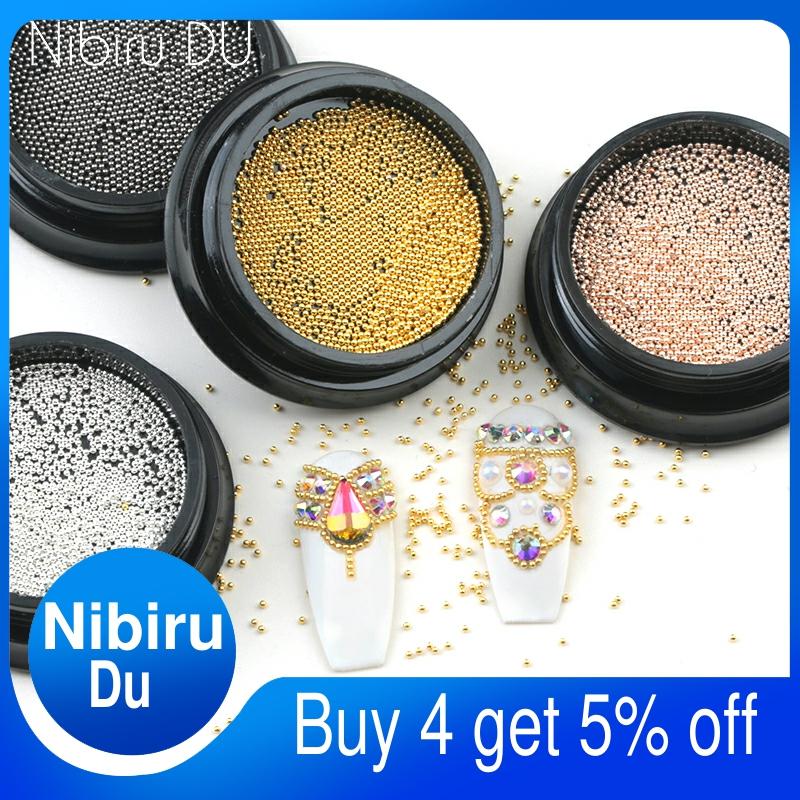 Mini cuentas de Metal de acero inoxidable para decoración de uñas, Micro Caviar, adornos 3D, 3g, gris, oro rosa ► Foto 1/6