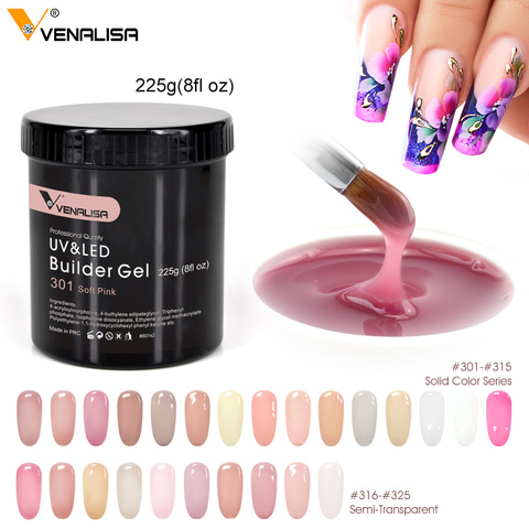 Venalisa marca 225g acrílico francés nails soak off led camuflaje color jalea dura secado rápido nail building extender Goma gel del constructor ► Foto 1/6