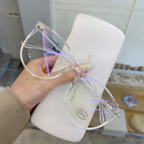 Gafas de filtro redondas para ordenador, gafas de protección contra luz azul, bloqueador, montura superligera, color rosa, transparente ► Foto 1/6