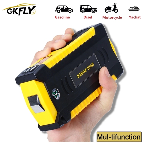 GKFLY de alta capacidad arrancador de batería de coche banco de potencia 12V de coche portátil comienzo motor de arranque de dispositivo de arranque con Cables Buster LED ► Foto 1/6