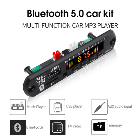 Kebidu MP3 jugador decodificador Bluetooth 5,0 receptor Kit de coche pantalla a Color Radio FM TF USB de Audio de 3,5 Mm AUX para Iphone XS ► Foto 1/6