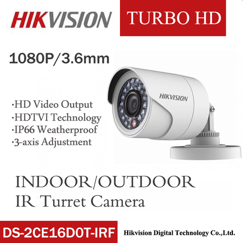 DS-2CE16D0T-IRF Hikvision inglés 2MP HD1080P IR Bullet Cámara 20m IR distancia IP66 resistente a la intemperie CCTV cámara de seguridad ► Foto 1/1