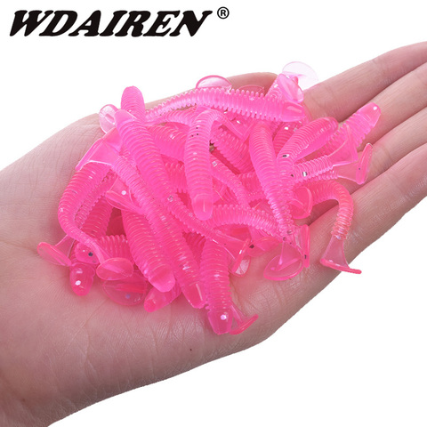 50 Uds o 20 piezas Uds gusanos Plantilla de señuelo de Pesca Wobblers suave cebo 5cm 0,8g artificiales de silicona cebo bajo Swimbait Pesca aparejos de Pesca ► Foto 1/6