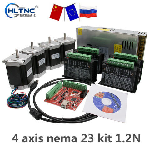 Kit de 3 4 ejes nema 23 De 1,2 N y 56mm, motor steper Diver TB6600 + fuente de alimentación + DB25/ FD, tablero de rotura y Cable paralelo para pieza CNC ► Foto 1/6