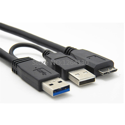 Cable de supervelocidad para discos duros externos, conector de Cable de extensión de 3,0 m, USB 0,5 A Micro B Doble potencia forma Y 2 X tipo A Micro B ► Foto 1/4