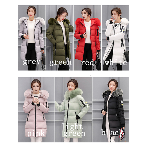 Chaquetas de invierno de algodón con capucha para Mujer, Parkas de talla grande, abrigo largo, abrigos con Cuello de piel para Mujer A1297 ► Foto 1/6