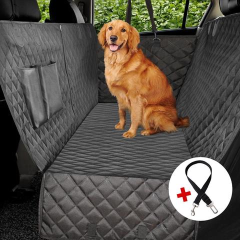 Protector para asiento de coche para perros, hamaca de mascota impermeable, alfombrilla para asiento trasero, con cremallera y bolsillo ► Foto 1/6