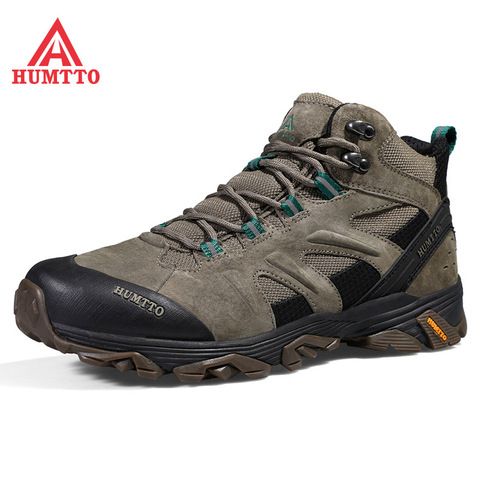 HUMTTO-botas impermeables para hombre, zapatos de senderismo profesionales para exteriores, de cuero genuino, para senderismo y montaña ► Foto 1/6