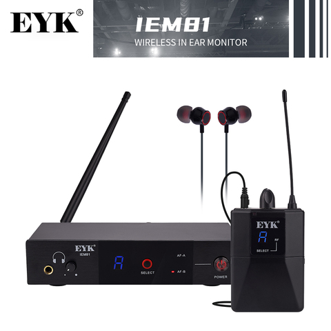 EYK-Sistema de Monitoreo de oído IEM81 UHF, inalámbrico, un solo canal, 16 frecuencias seleccionables, perfecto para cantante, puesta en escena, DJ ► Foto 1/6